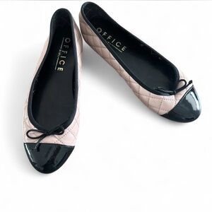 Office Girl Women's Quilted Black and Pink Flats